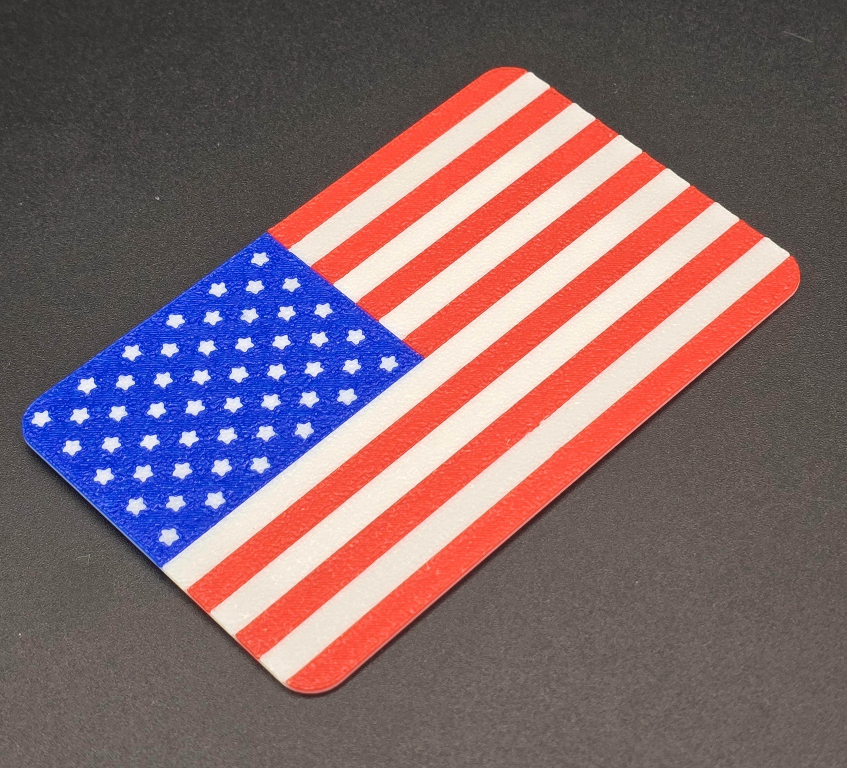 American flag poker dealer cut card, front view, fits standard bridge size deck of cards