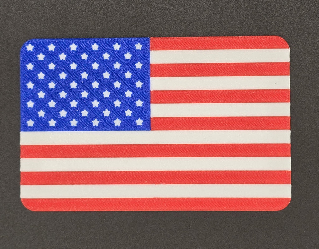 American flag 3D printed poker cut card shown at an angle