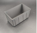 Black 3D printed mini tote storage bin, empty, angled view