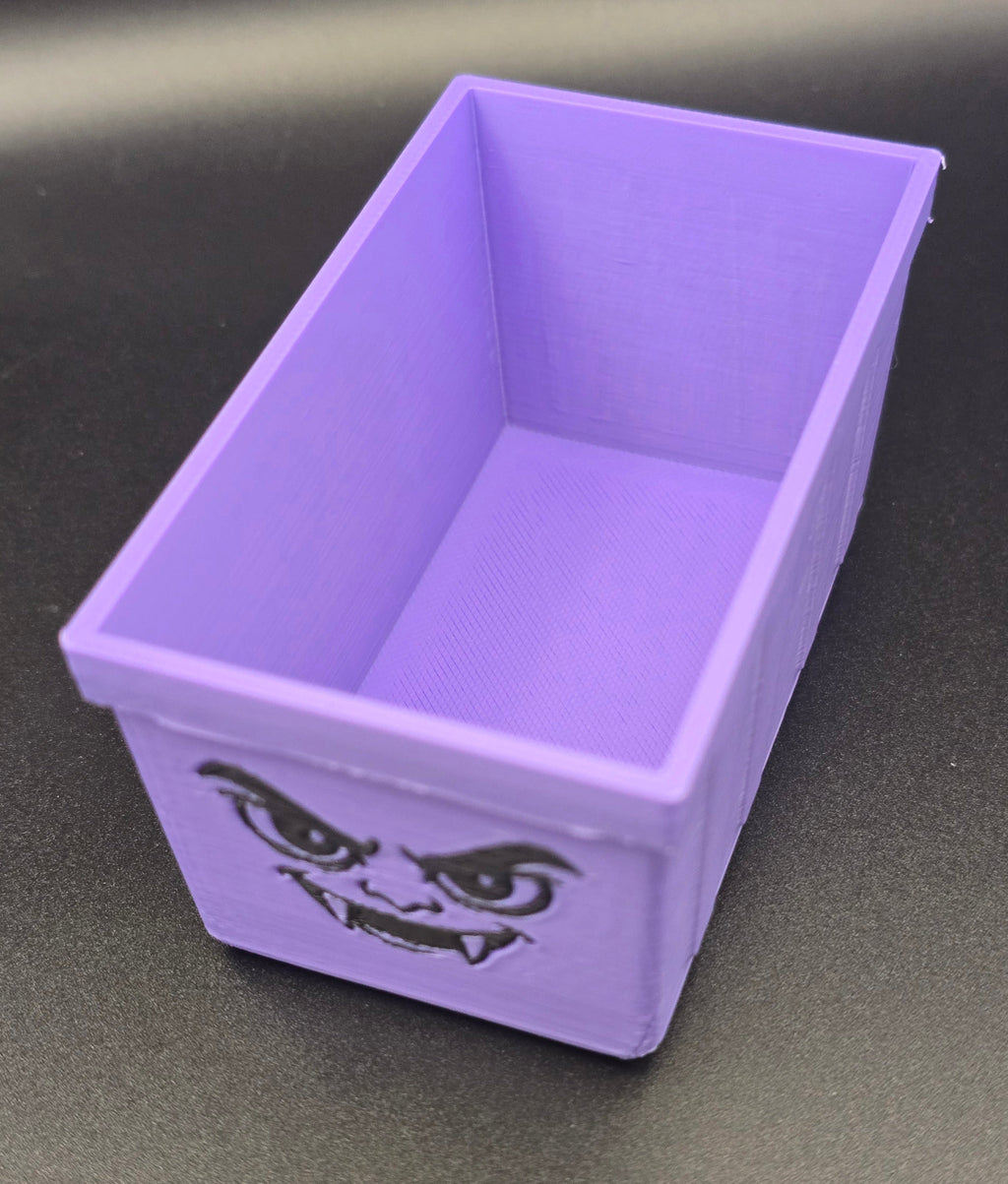 XYZ 3D Halloween Vampire Mini Tote digital STL 3MF file - purple base with black vampire face design