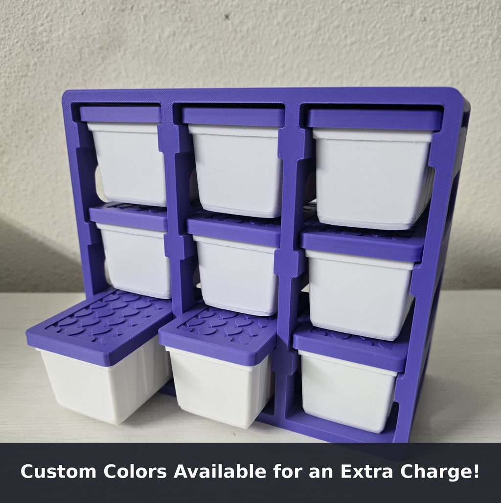 XYZ 3D Mini Totes — Rack Set | 3D Printed Craft Storage Organizer, 9 Totes with Lids